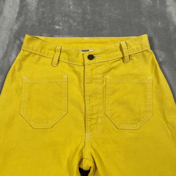 Lykke Wullf Perfected Ranch Pant 2 Yellow Patch Pockets Cotton Retro High Rise - Picture 6 of 15
